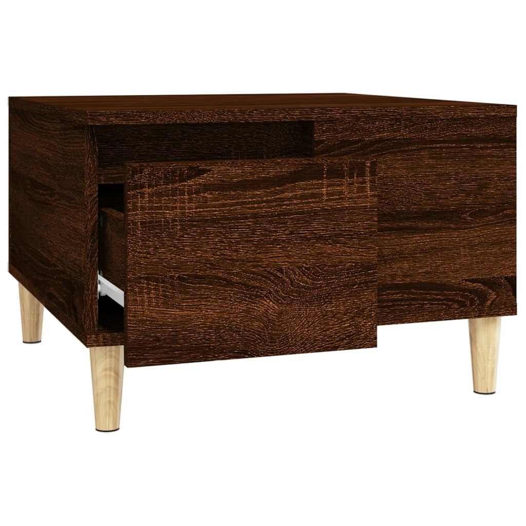 vidaXL Konferenčný stolík hnedý dub 55x55x36,5 cm spracované drevo