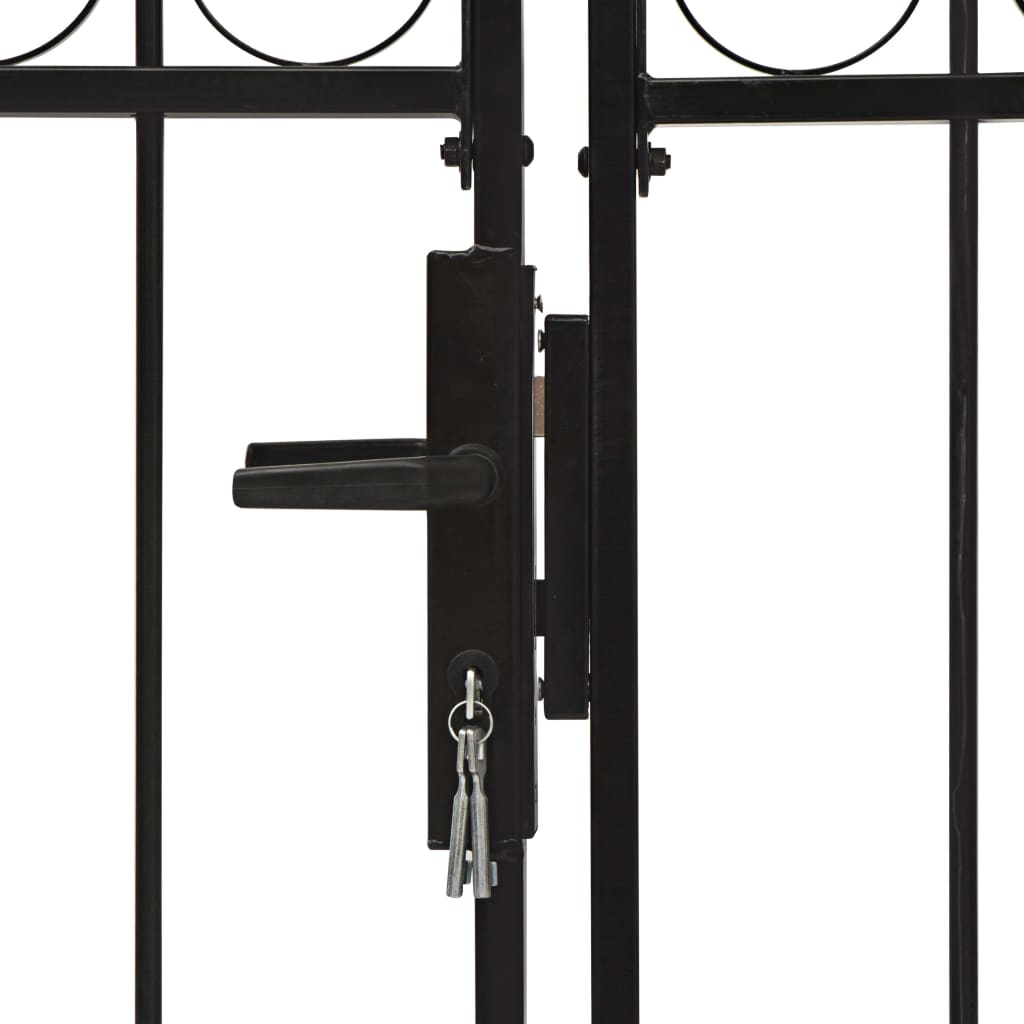 vidaXL Dvojkrídlová plotová brána s oblúkom, oceľ 400x150 cm, čierna