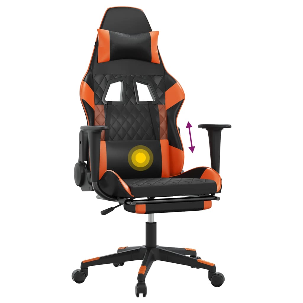 vidaXL Herná stolička s podnožkou čierna a oranžová umelá koža