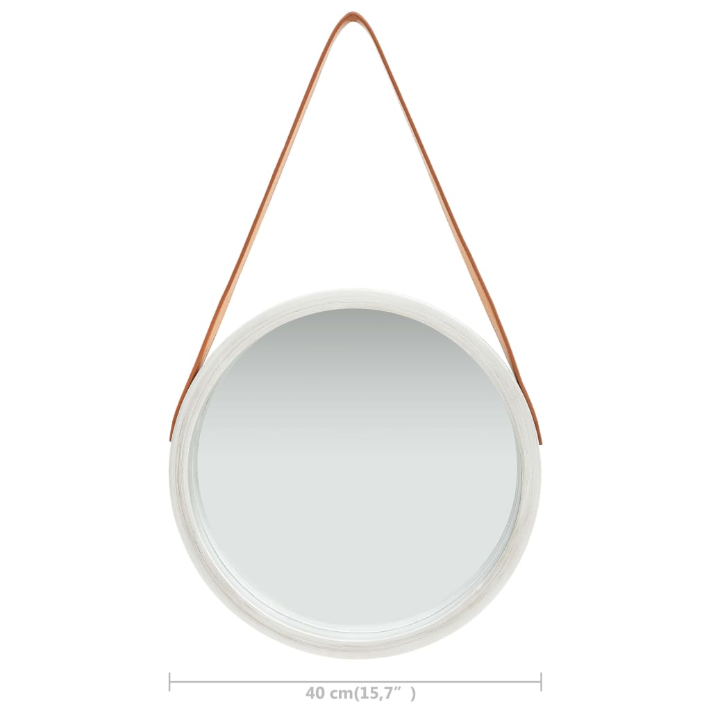 vidaXL Nástenné zrkadlo s popruhom strieborné 40 cm