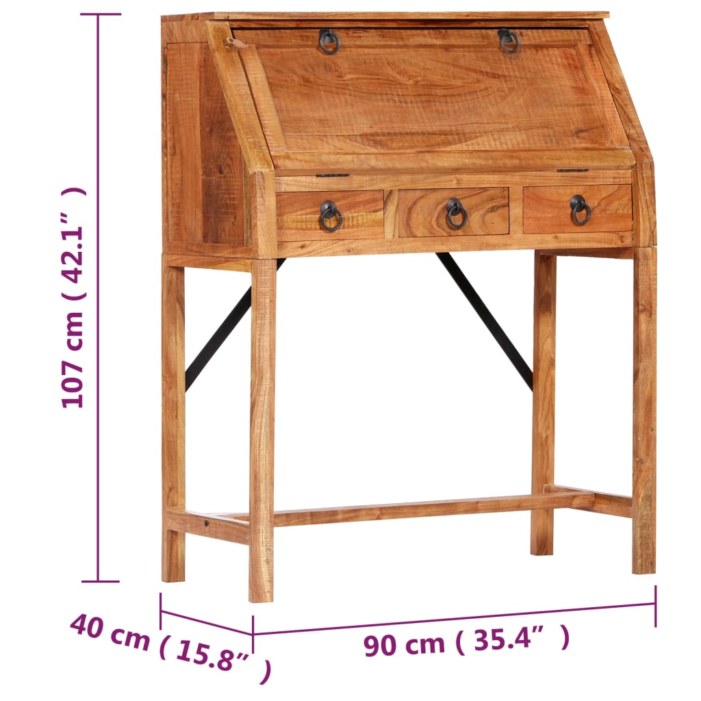 vidaXL Písací stôl 90x40x107 cm masívne akáciové drevo