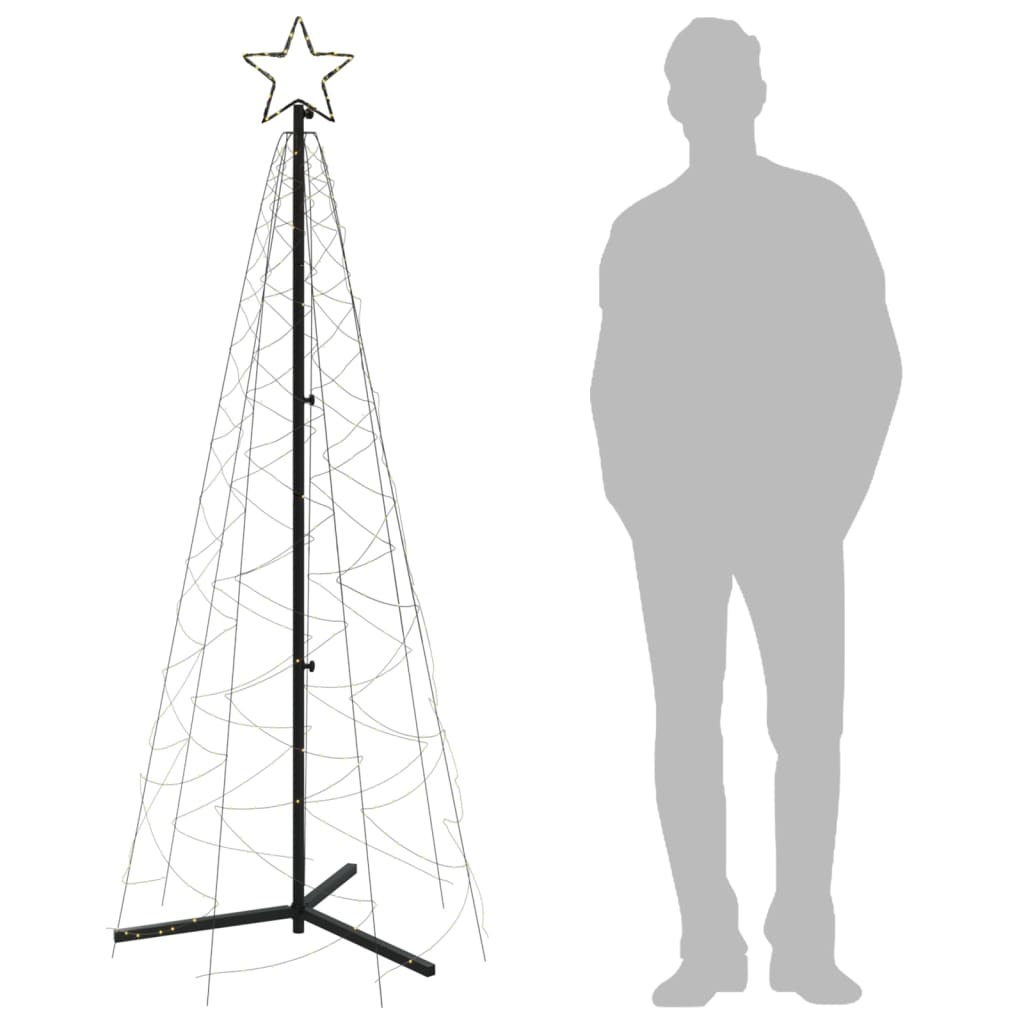 vidaXL Vianočný stromček, kužeľ, teplý biely 200 LED 70x180 cm