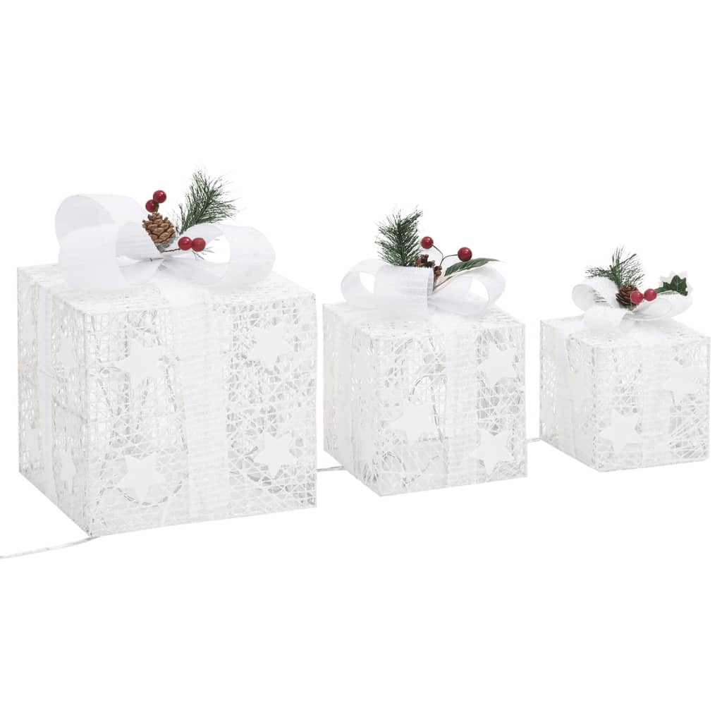 vidaXL Dekoratívne vianočné krabičky 3 ks biele, dovnútra aj von