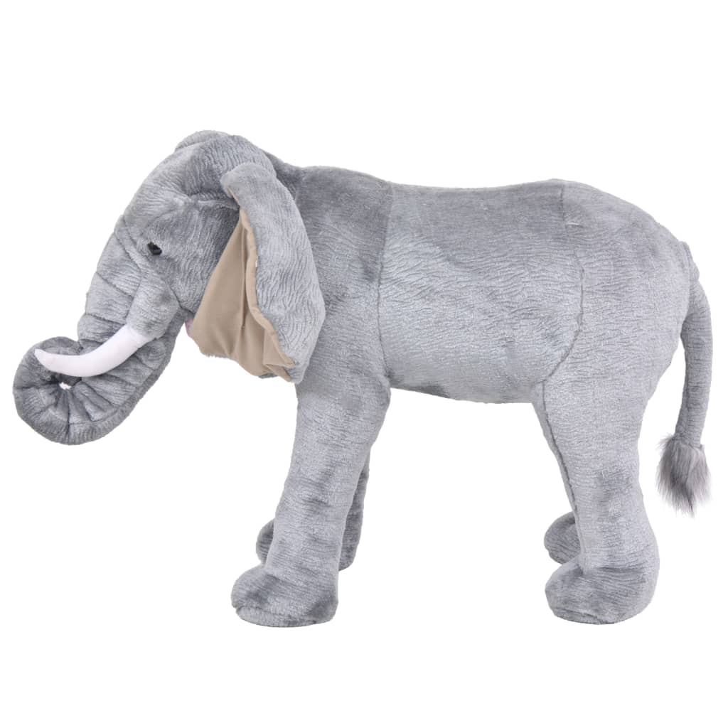 vidaXL Stojaci plyšový hračkársky slon, sivý XXL