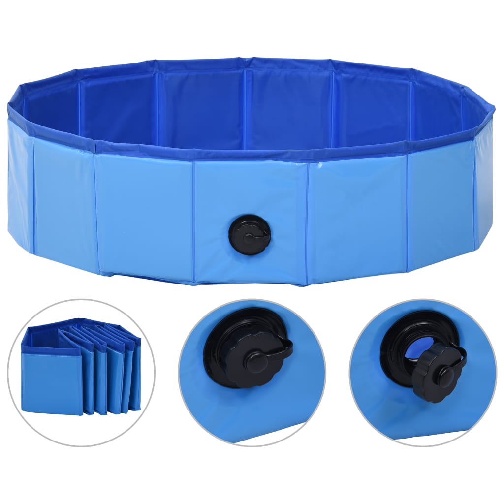 vidaXL Skladací bazén pre psov modrý 80x20 cm PVC