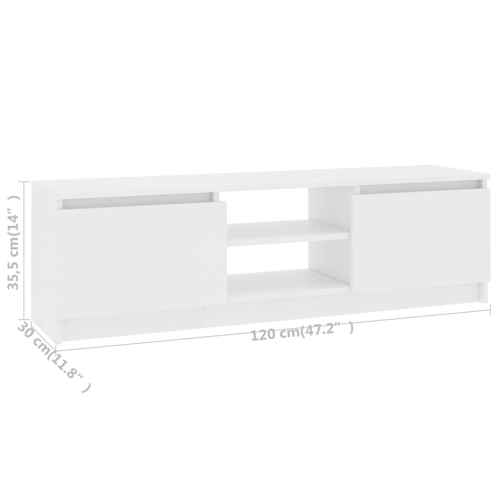 vidaXL TV skrinka, biela 120x30x35,5 cm, drevotrieska