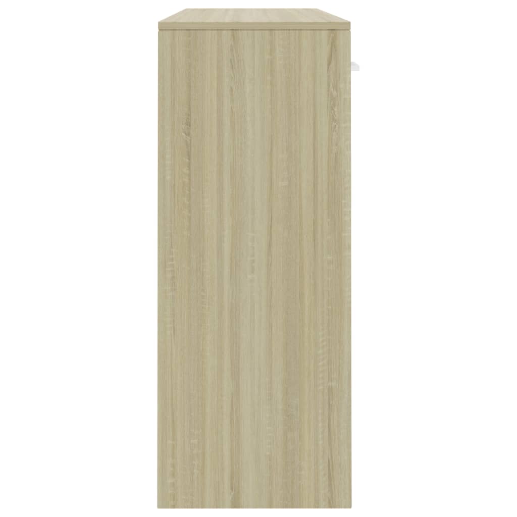 vidaXL Komoda, biela a dub sonoma 110x30x75 cm, kompozitné drevo