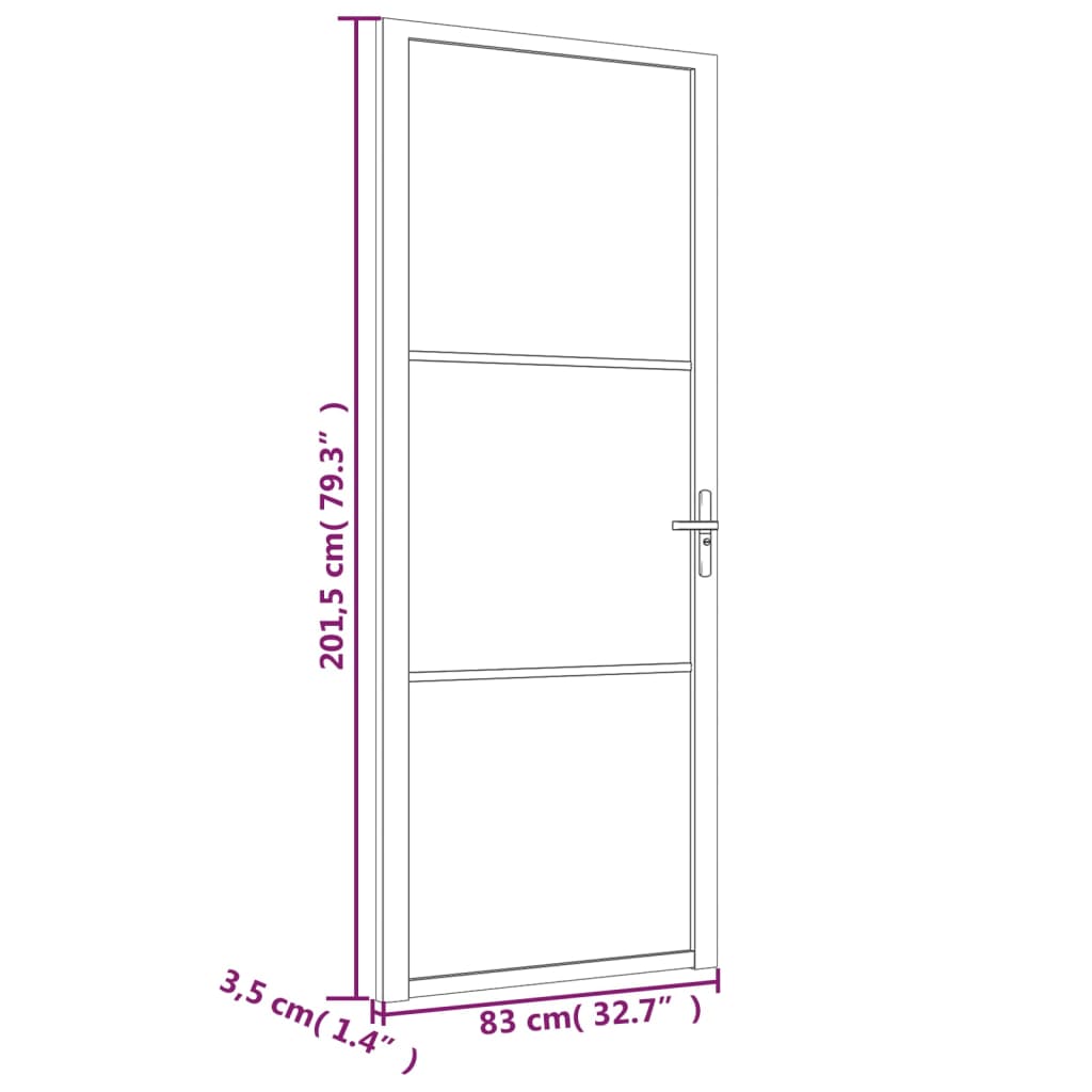 vidaXL Vnútorné dvere 83x201,5 cm čierne matné sklo a hliník