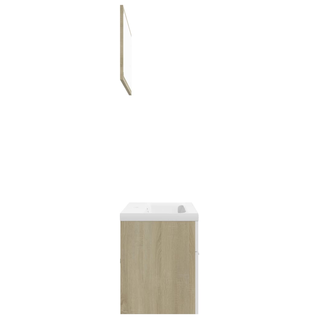 vidaXL Súprava kúpeľňového nábytku biela a dub sonoma drevotrieska