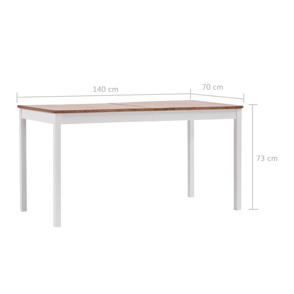 vidaXL Jedálenský stôl, biely a hnedý 140x70x73 cm, borovicové drevo