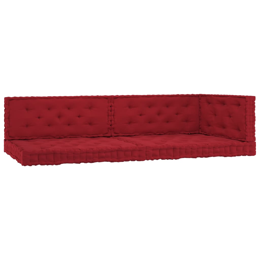 vidaXL Podlahové paletové podložky 5 ks burgundské červené bavlna