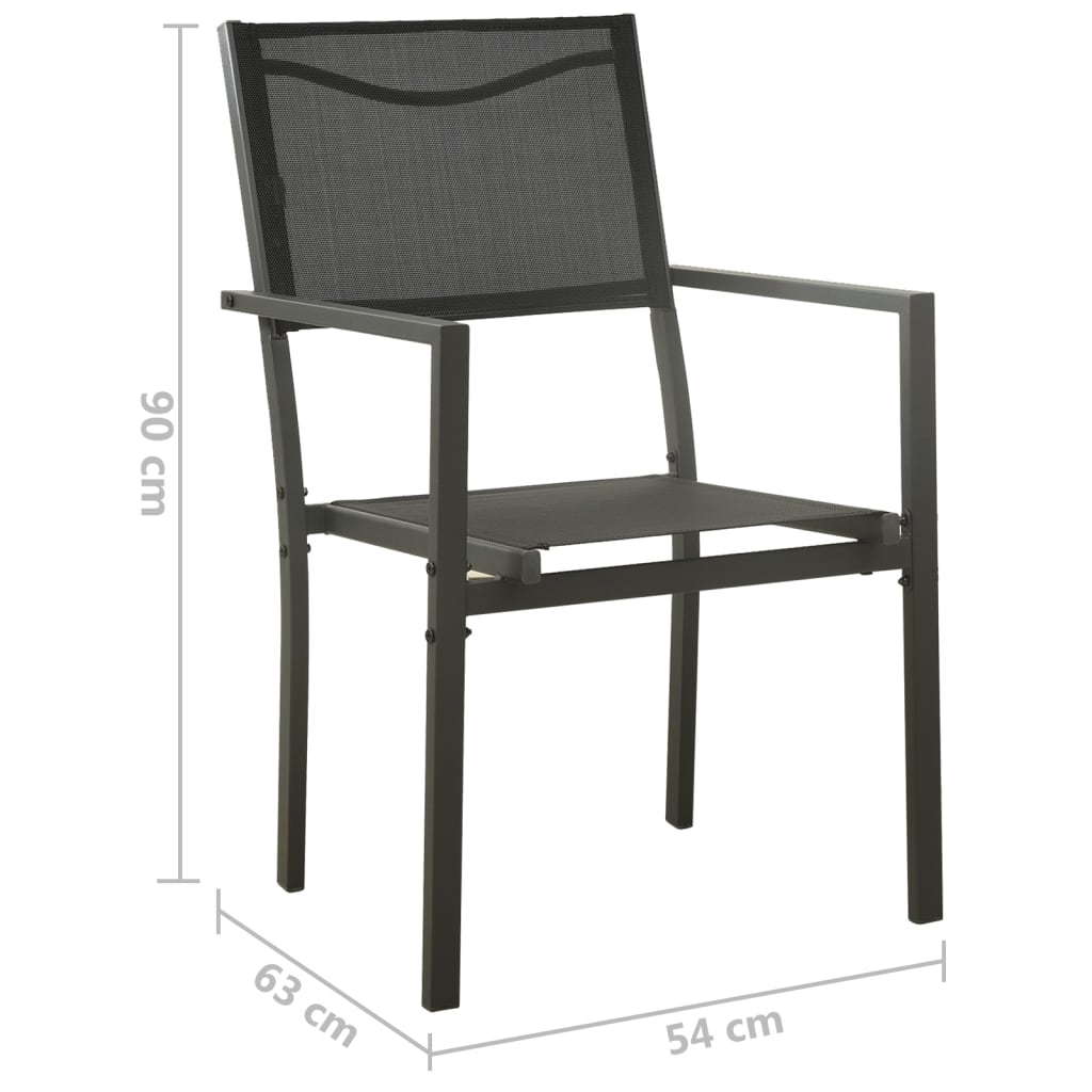 vidaXL Záhradné stoličky 2 ks textilén a oceľ čierna a antracitová