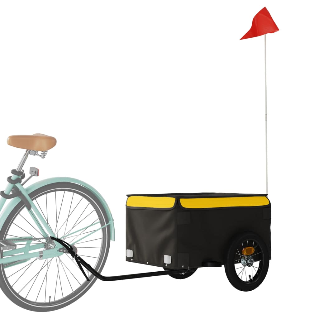 vidaXL Príves za bicykel čierno-žltý 30 kg železo