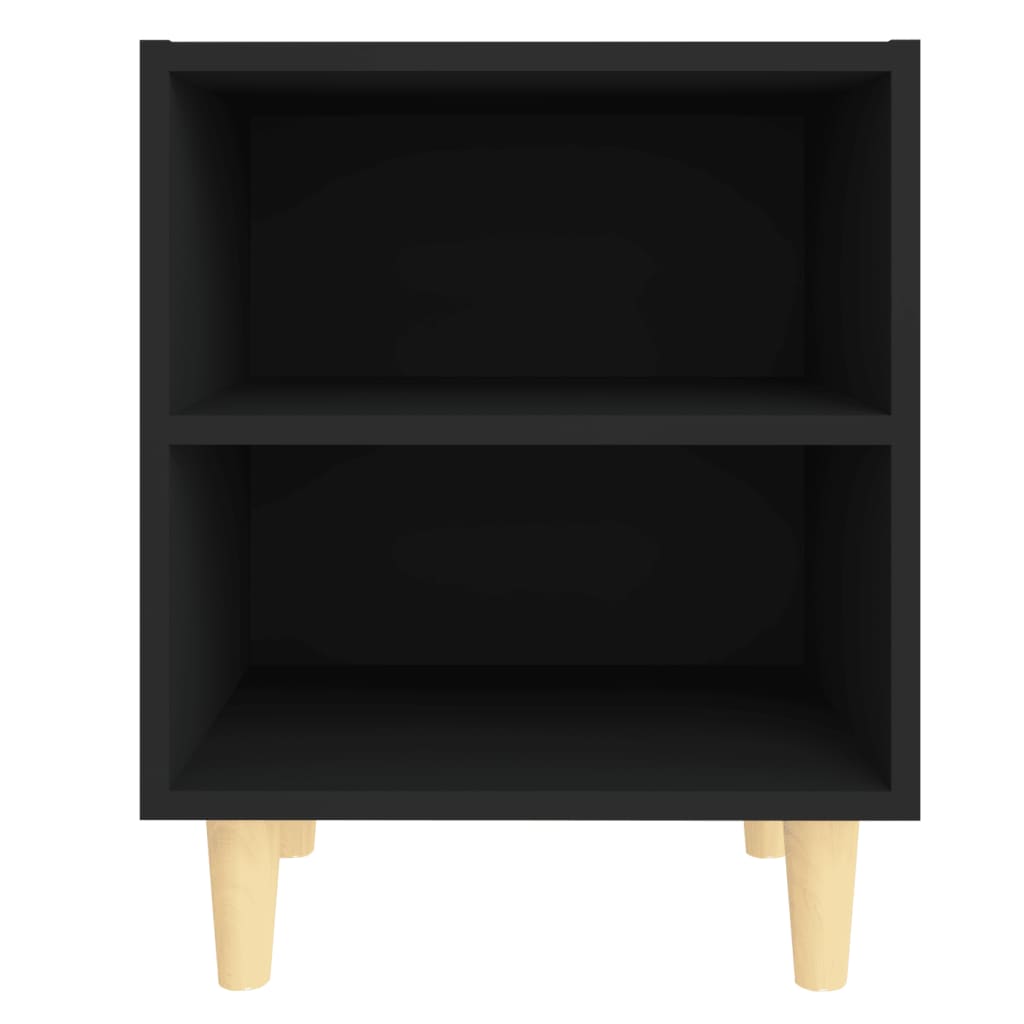 vidaXL Nočný stolík nohy z masívneho dreva čierny 40x30x50 cm