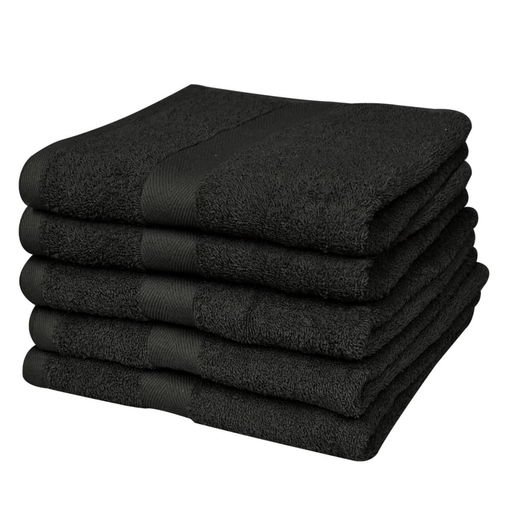 vidaXL Domáce uteráky na ruky sada 5ks bavlna 500g/m² 50x100cm čierne