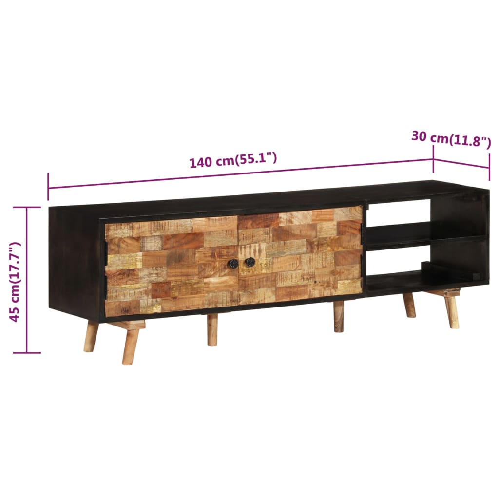 vidaXL TV skrinka 140x30x45 cm mangovníkové a akáciové drevo