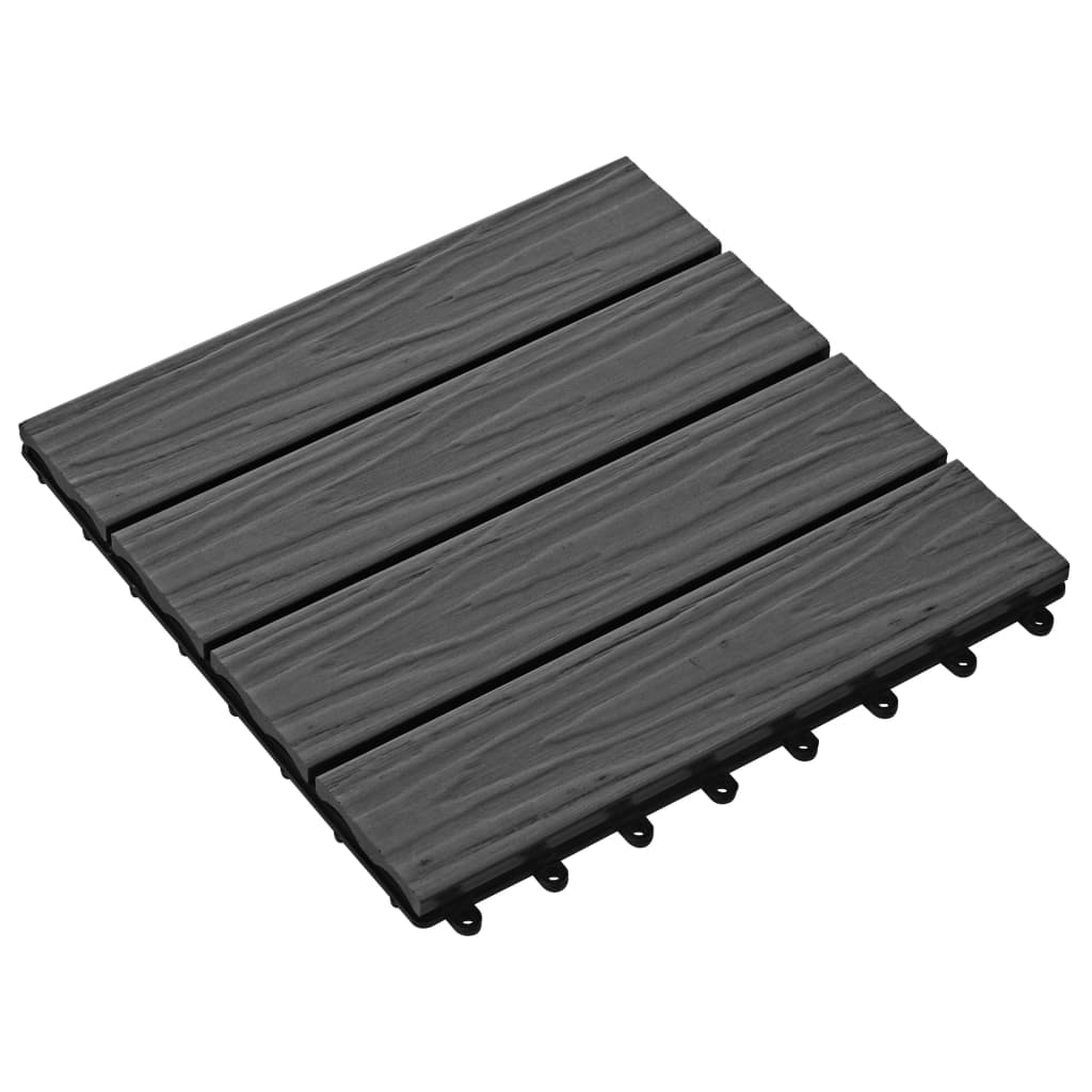 vidaXL Podlahové dlaždice z WPC 11 ks 30x30 cm 1 m2 čierne