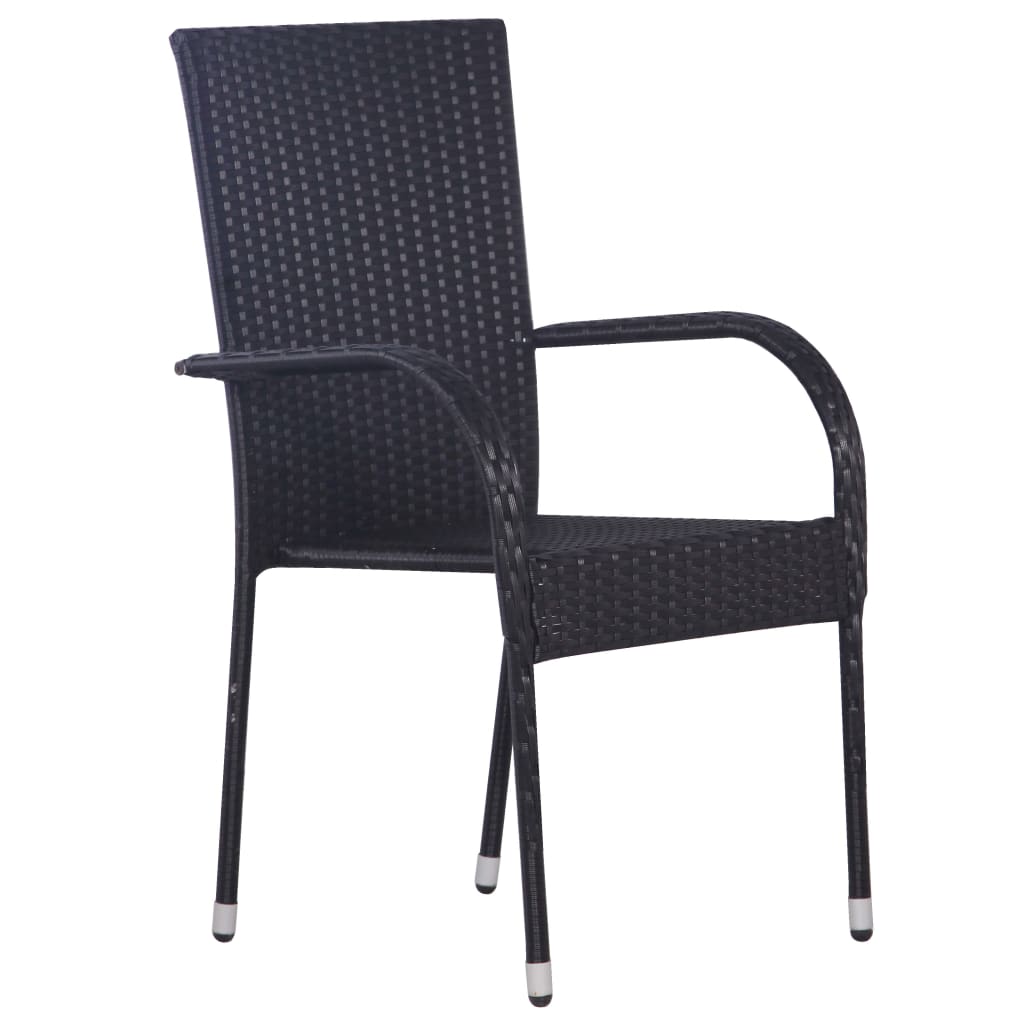 vidaXL Stohovateľné vonkajšie stoličky 6 ks polyratan čierne
