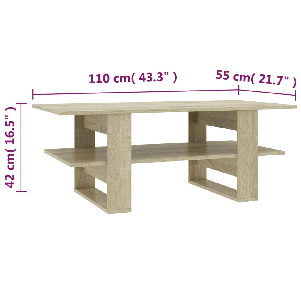 vidaXL Konferenčný stolík farba dubu sonoma 110x55x42 cm drevotrieska