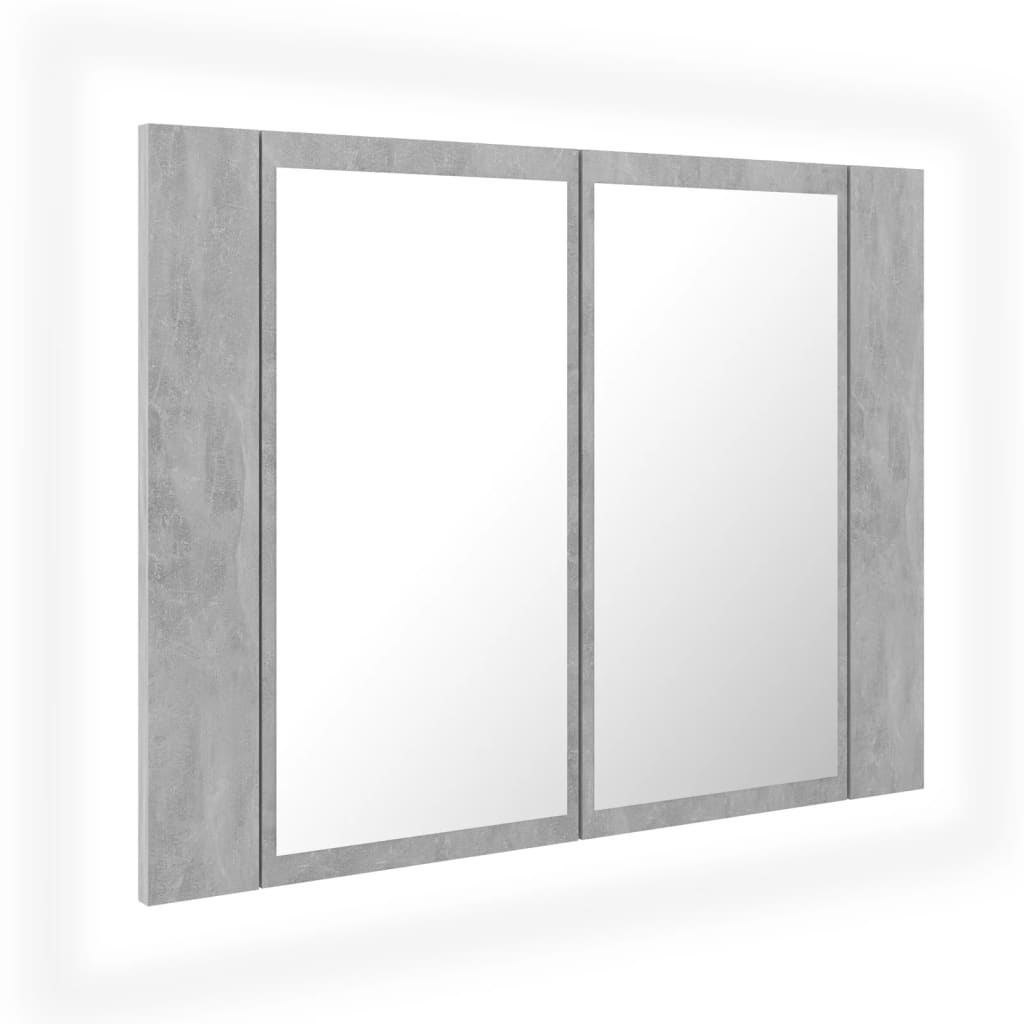 vidaXL LED kúpeľňová zrkadlová skrinka betónová sivá 60x12x45 cm akryl