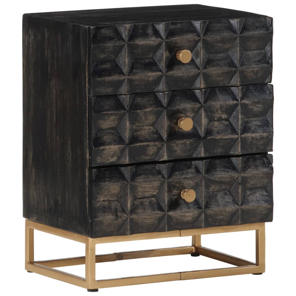 vidaXL Nočný stolík čierny 40x29x50 cm masívne mangovníkové drevo