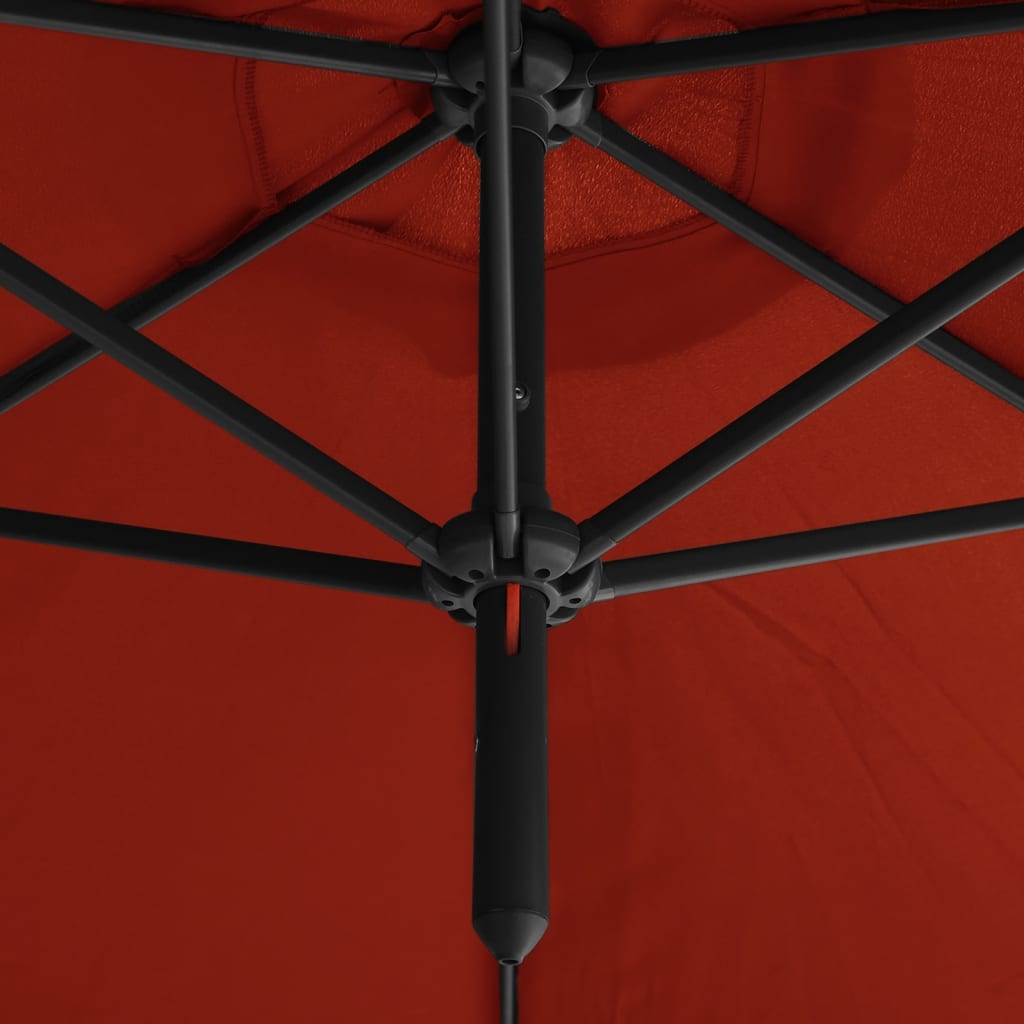 vidaXL Dvojitý slnečník s oceľovou tyčou terakotový 600 cm