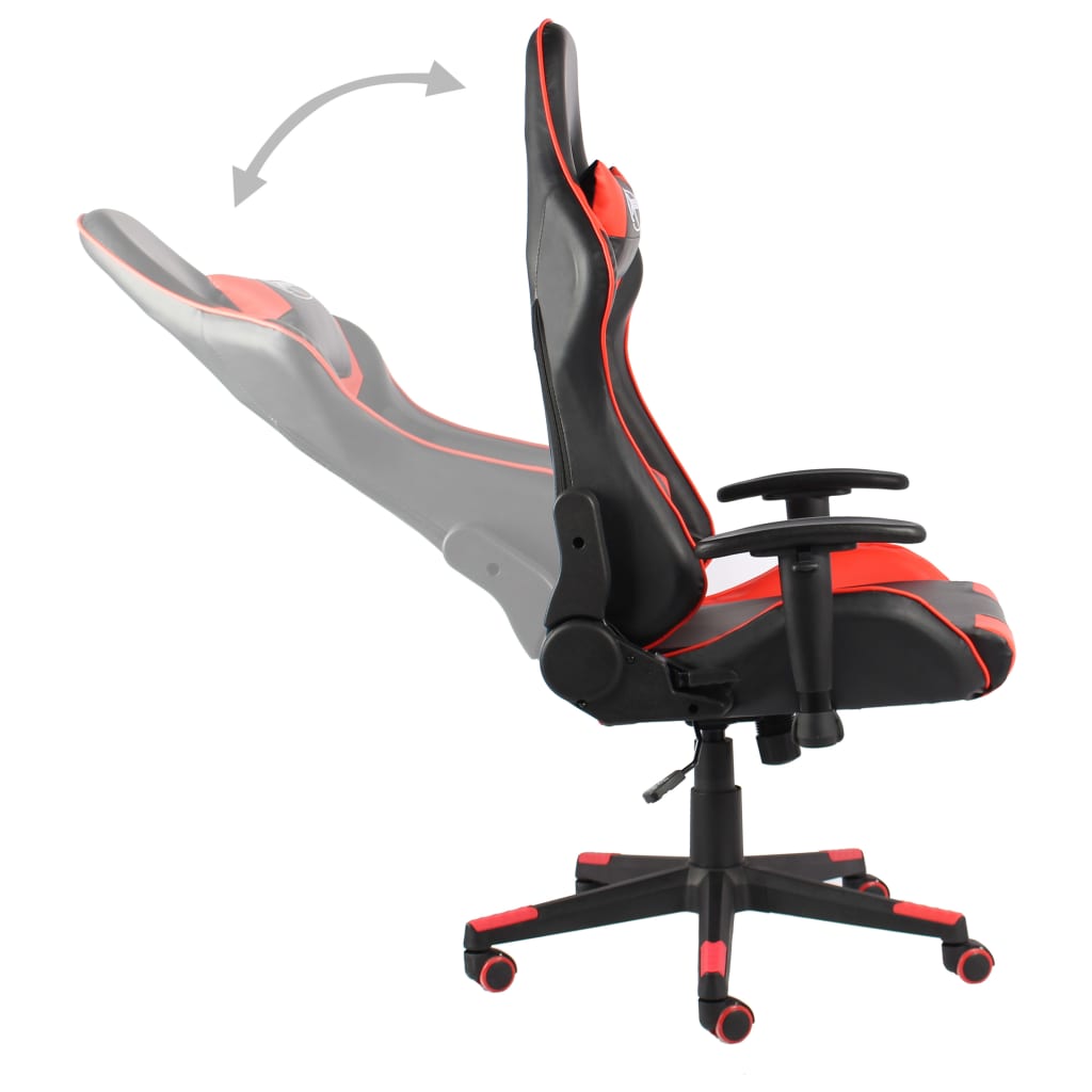 vidaXL Otočná herná stolička červená PVC