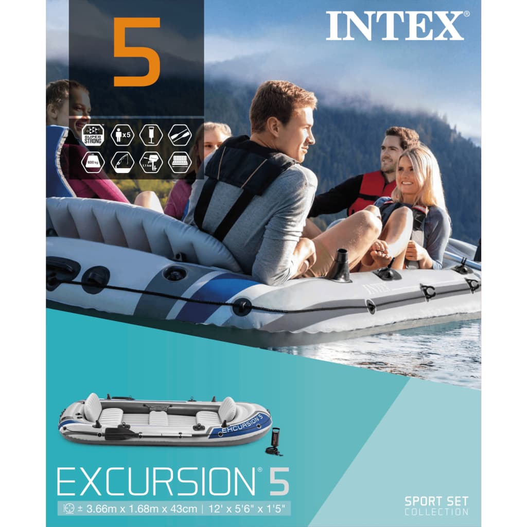 Intex Excursion 5 Nafukovací čln s veslami a pumpou 68325NP