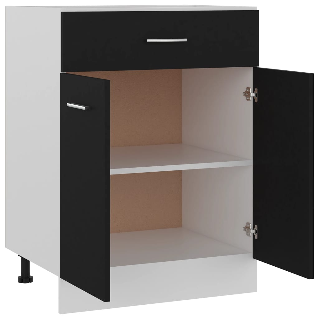 vidaXL Spodná skrinka+zásuvka, čierna 60x46x81,5 cm, kompozitné drevo