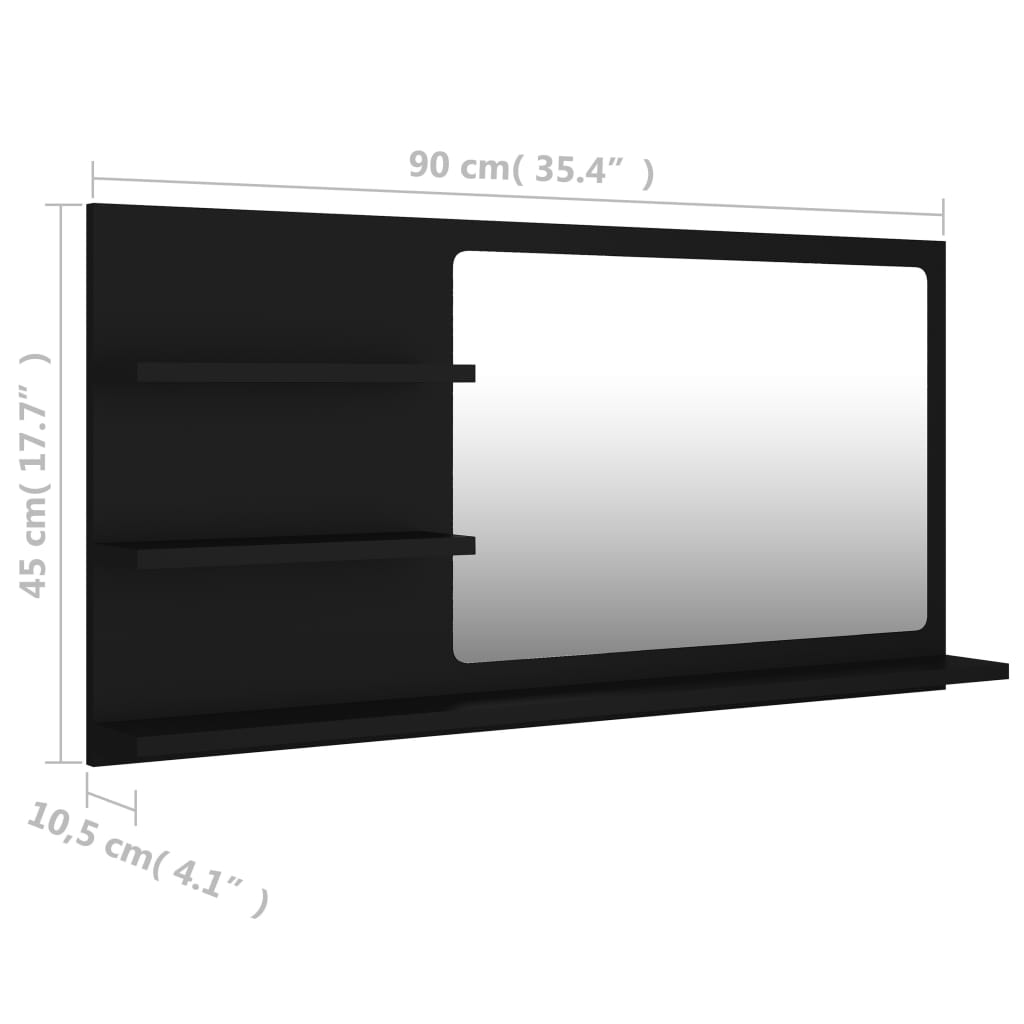 vidaXL Kúpeľňové zrkadlo, čierne 90x10,5x45 cm, kompozitné drevo