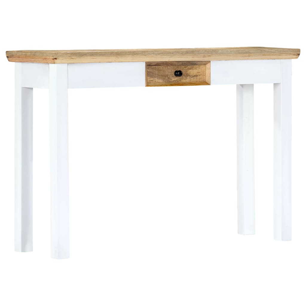 vidaXL Konzolový stolík biely a hnedý 110x35x75 cm masívne mangovníkové drevo