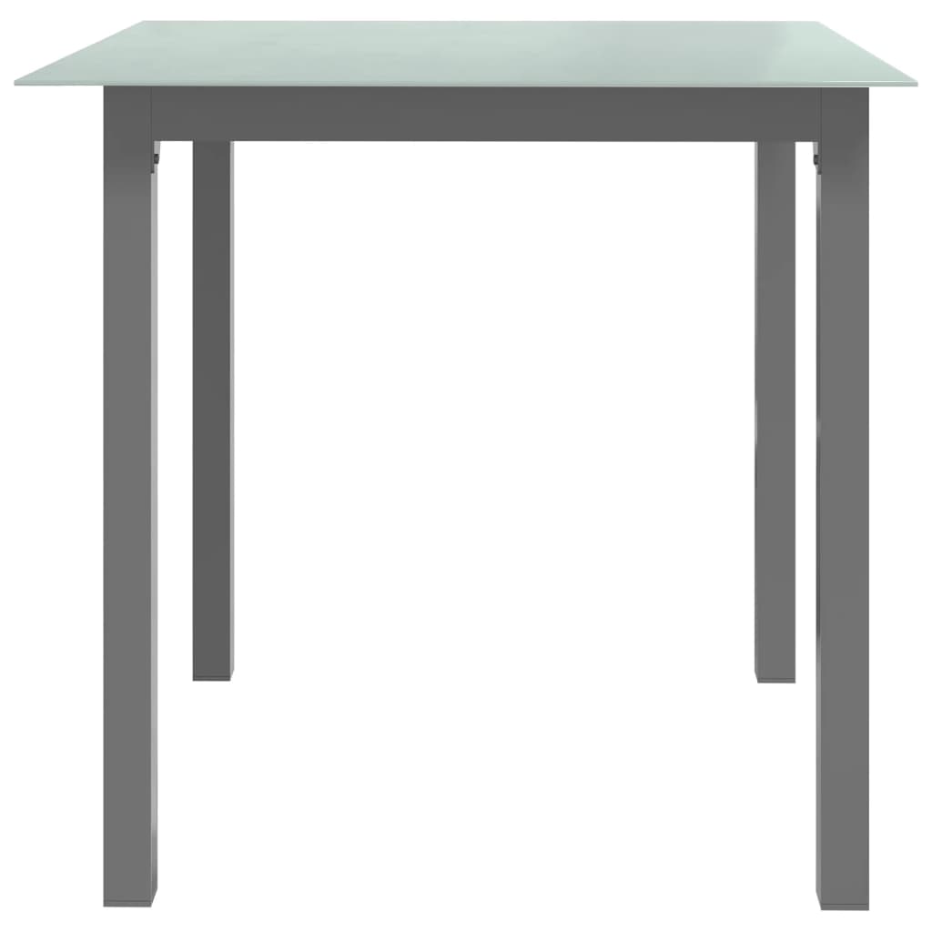 vidaXL Záhradný stôl bledosivý 80x80x74 cm hliník a sklo