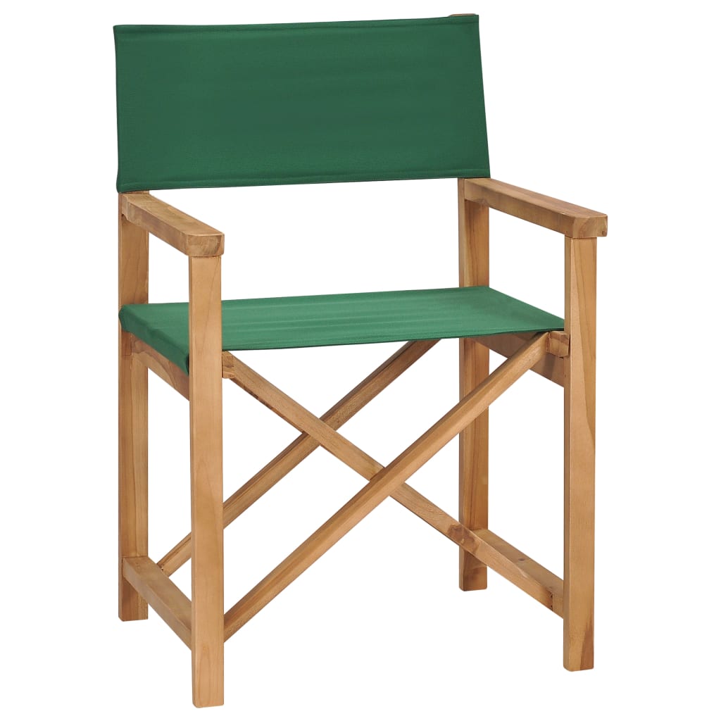 vidaXL Skladacia riaditeľská stolička masívne teakové drevo zelená