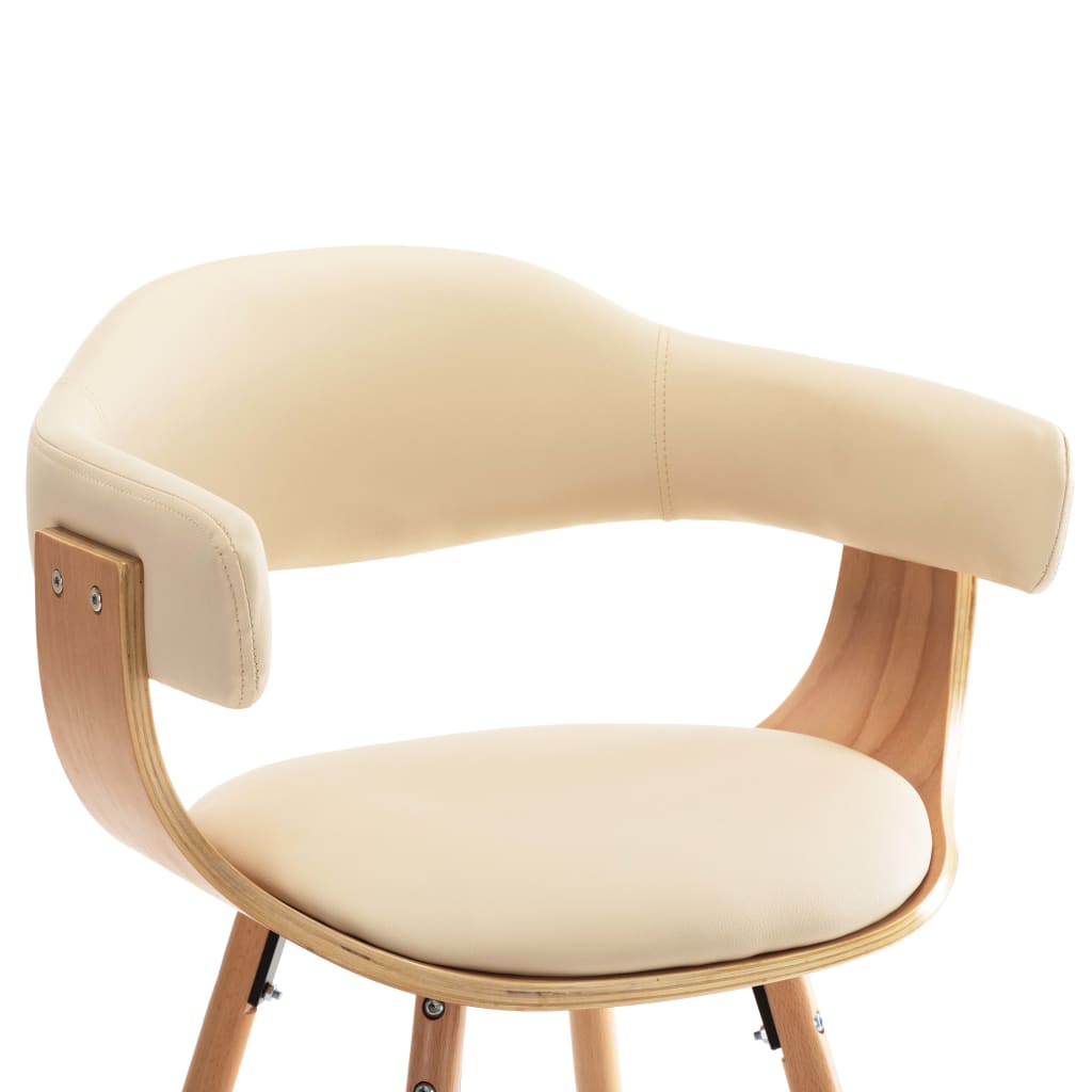 vidaXL Jedálenské stoličky 6 ks, krémové, umelá koža a ohýbané drevo