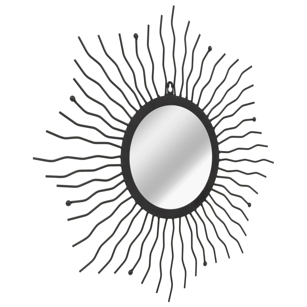 vidaXL Záhradné nástenné zrkadlo dizajn slnečných lúčov 60 cm čierne