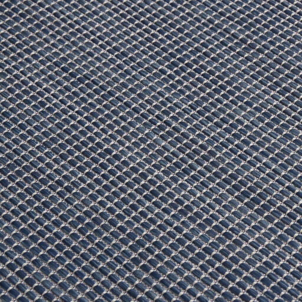 vidaXL Vonkajší koberec s plochým tkaním 80x150 cm modrý