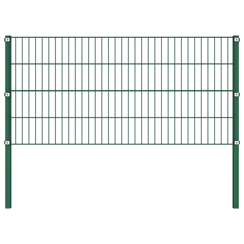 vidaXL Plotový panel so stĺpikmi, železo 5,1x0,8 m, zelený