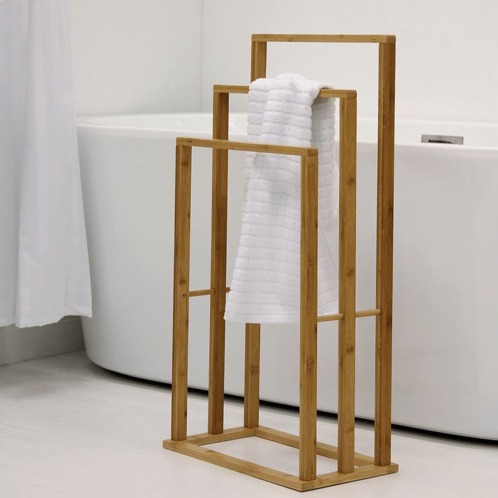 Bathroom Solutions Bambusový vešiak na uteráky s 3 tyčami