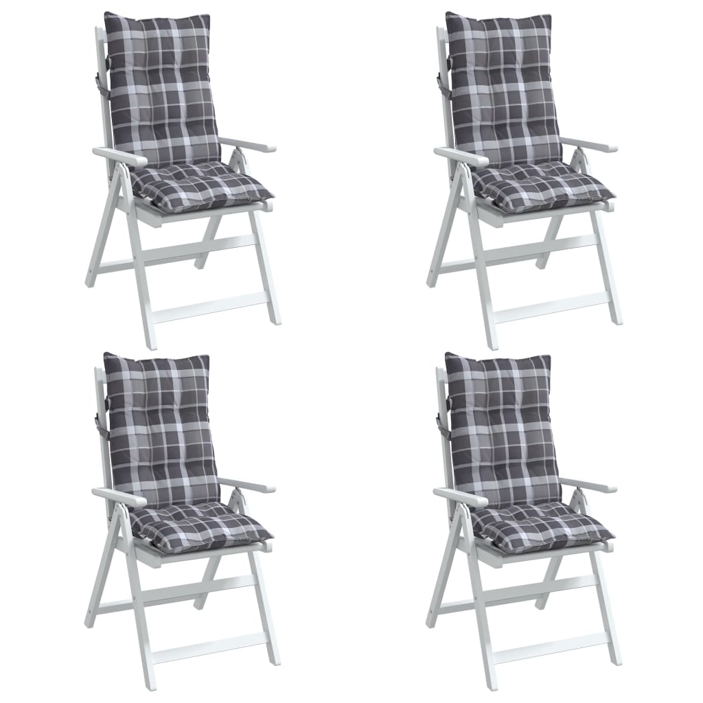 vidaXL Vankúše na stoličky s vysokým operadlom 4 ks sivé kocky látka