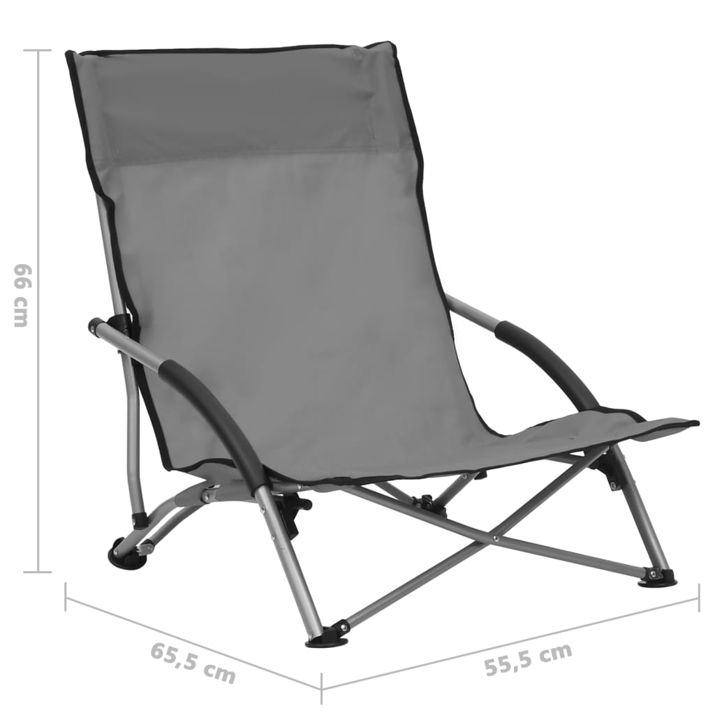 vidaXL Skladacie plážové stoličky 2 ks sivé látka