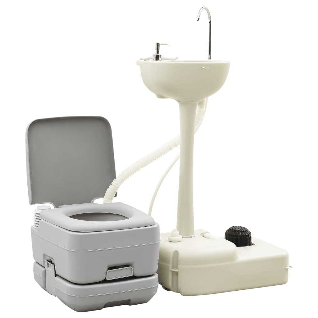 vidaXL Prenosná kempingová toaleta a umývadlo s nádržou na vodu