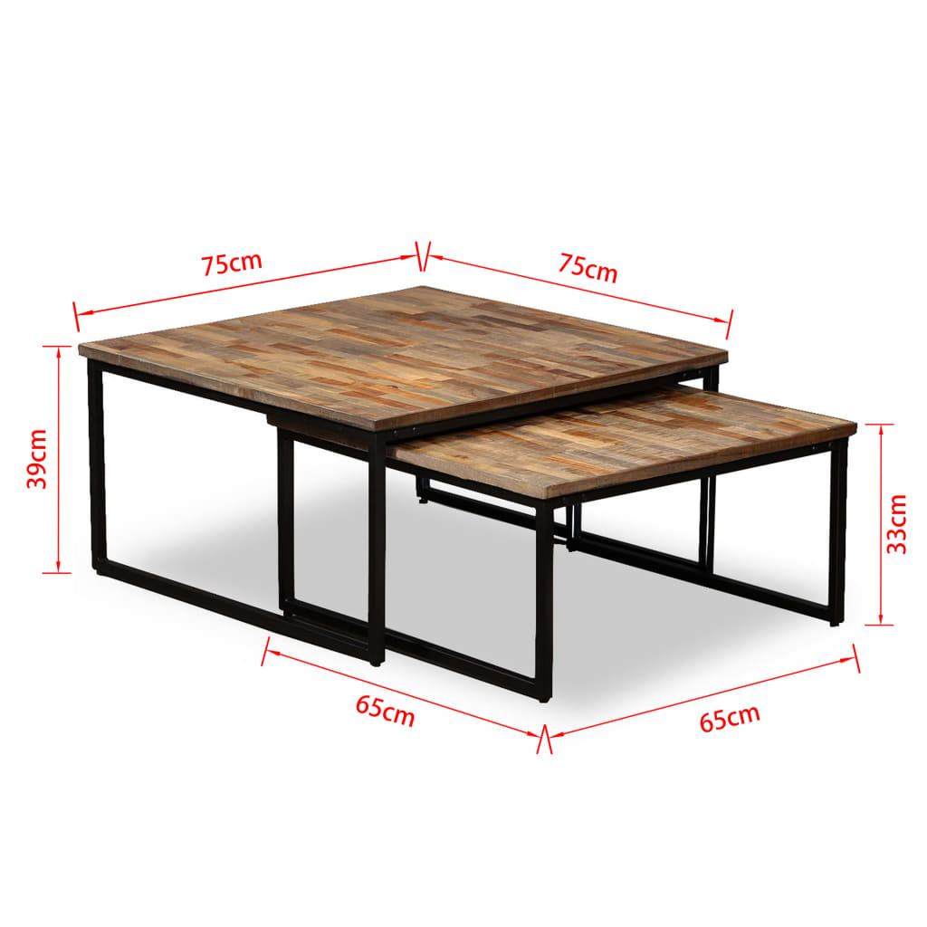 vidaXL Stohovateľné konferenčné stolíky, 2 kusy, recyklované teakové drevo