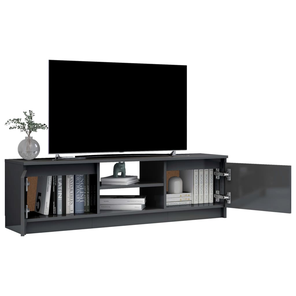 vidaXL TV skrinka, lesklá sivá 120x30x35,5 cm, drevotrieska