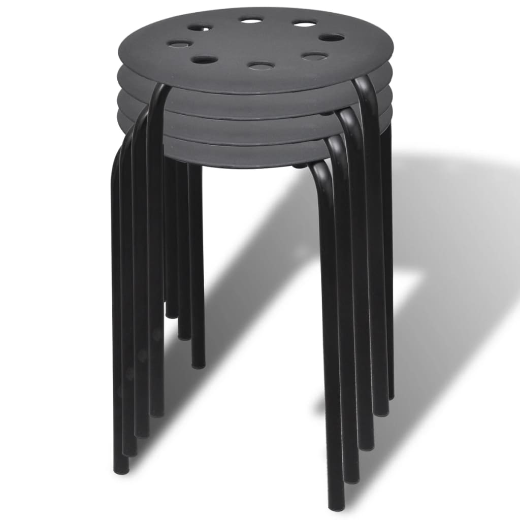 vidaXL Stohovateľné stoličky 4 ks, čierne, plast