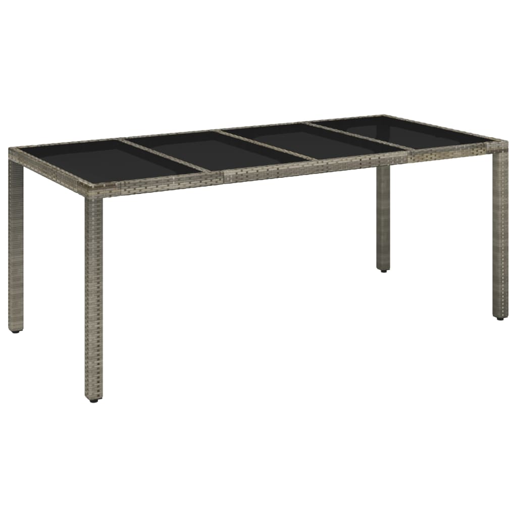 vidaXL Záhradný stôl so sklenenou doskou sivý 190x90x75 cm polyratan