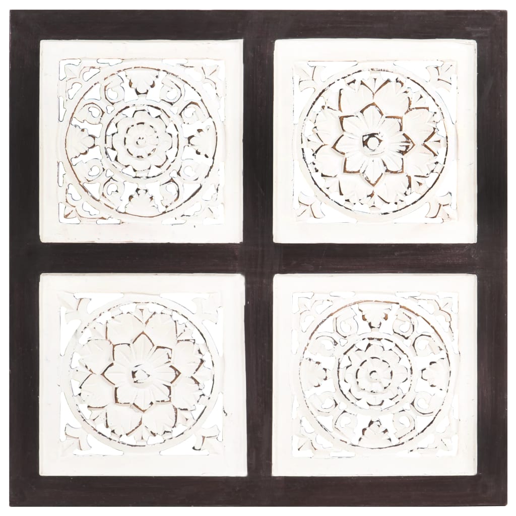 vidaXL Ručne vyrezávaný nástenný panel MDF 40x40x1,5 cm hnedý a biely
