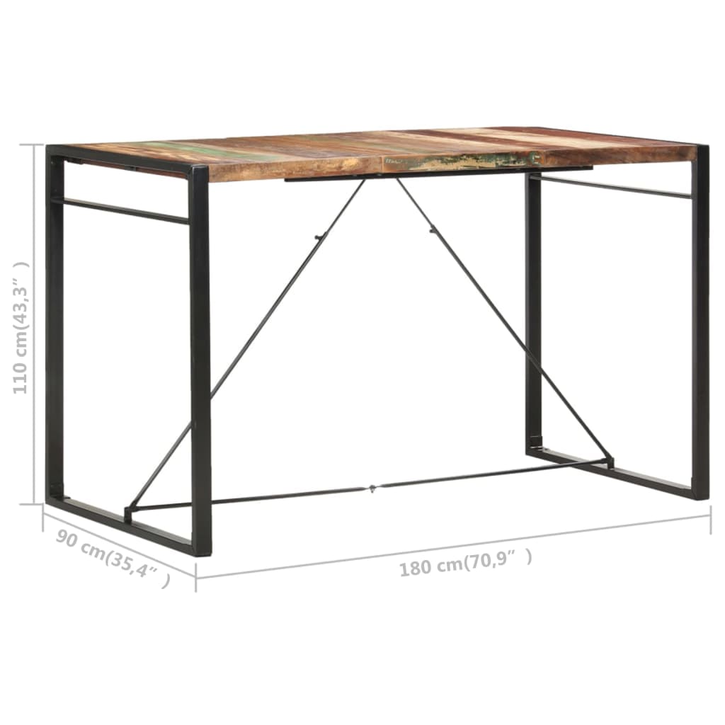 vidaXL Barový stolík 180x90x110 cm masívne recyklované drevo