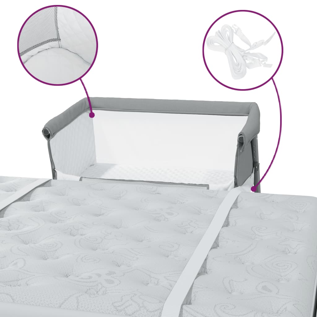 vidaXL Detská posteľ s matracom bledosivá ľanová látka