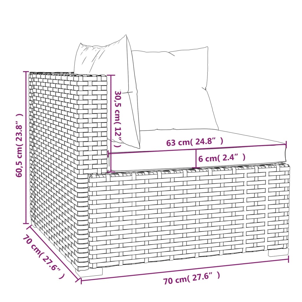 vidaXL 3-dielna záhradná sedacia súprava+podložky čierna polyratanová