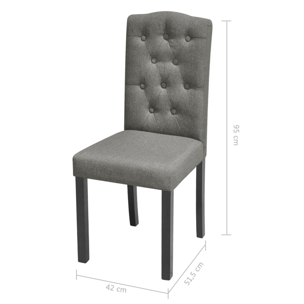 vidaXL Jedálenské stoličky 2 ks, sivé, látka